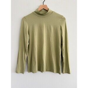 Telluride Clothing Company Top Womens Large Mock Neck Green Long Sleeve Stretch